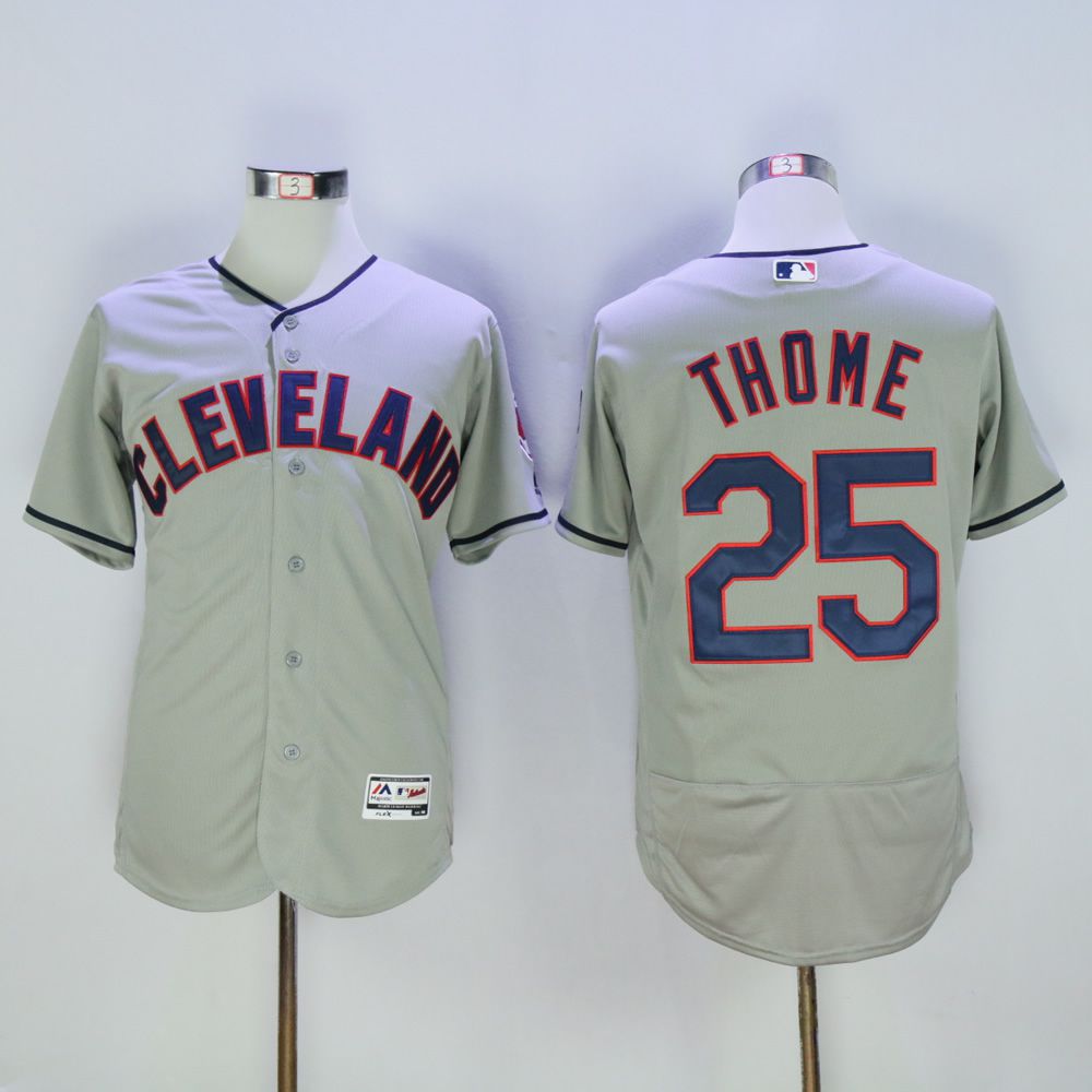 Men Cleveland Indians #25 Thome Grey MLB Jerseys->cleveland indians->MLB Jersey